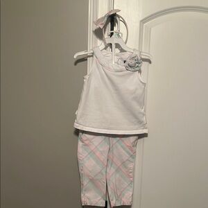 Janie and Jack White and Pastel Plaid Toddler Set